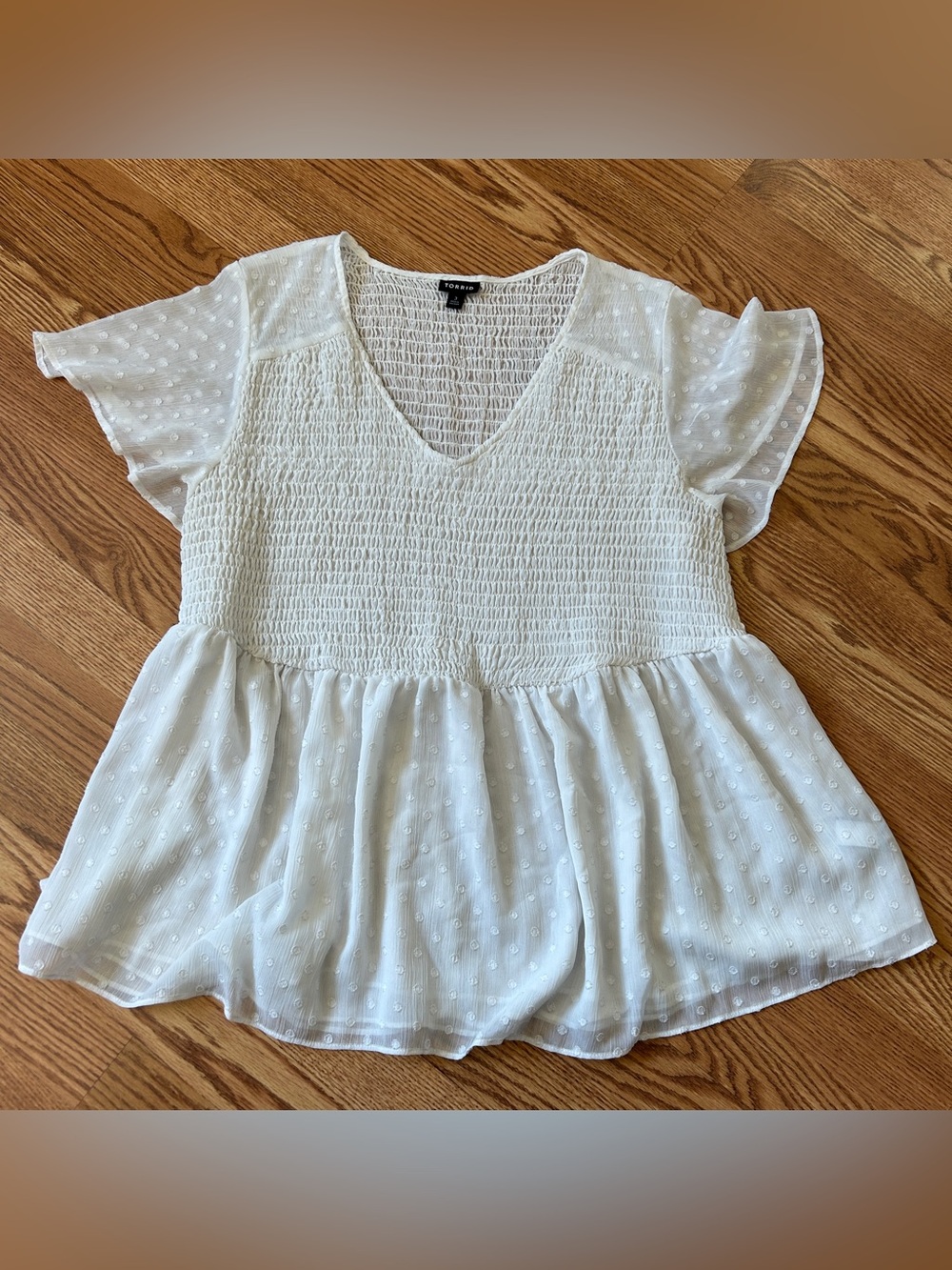 TORRID white babydoll top